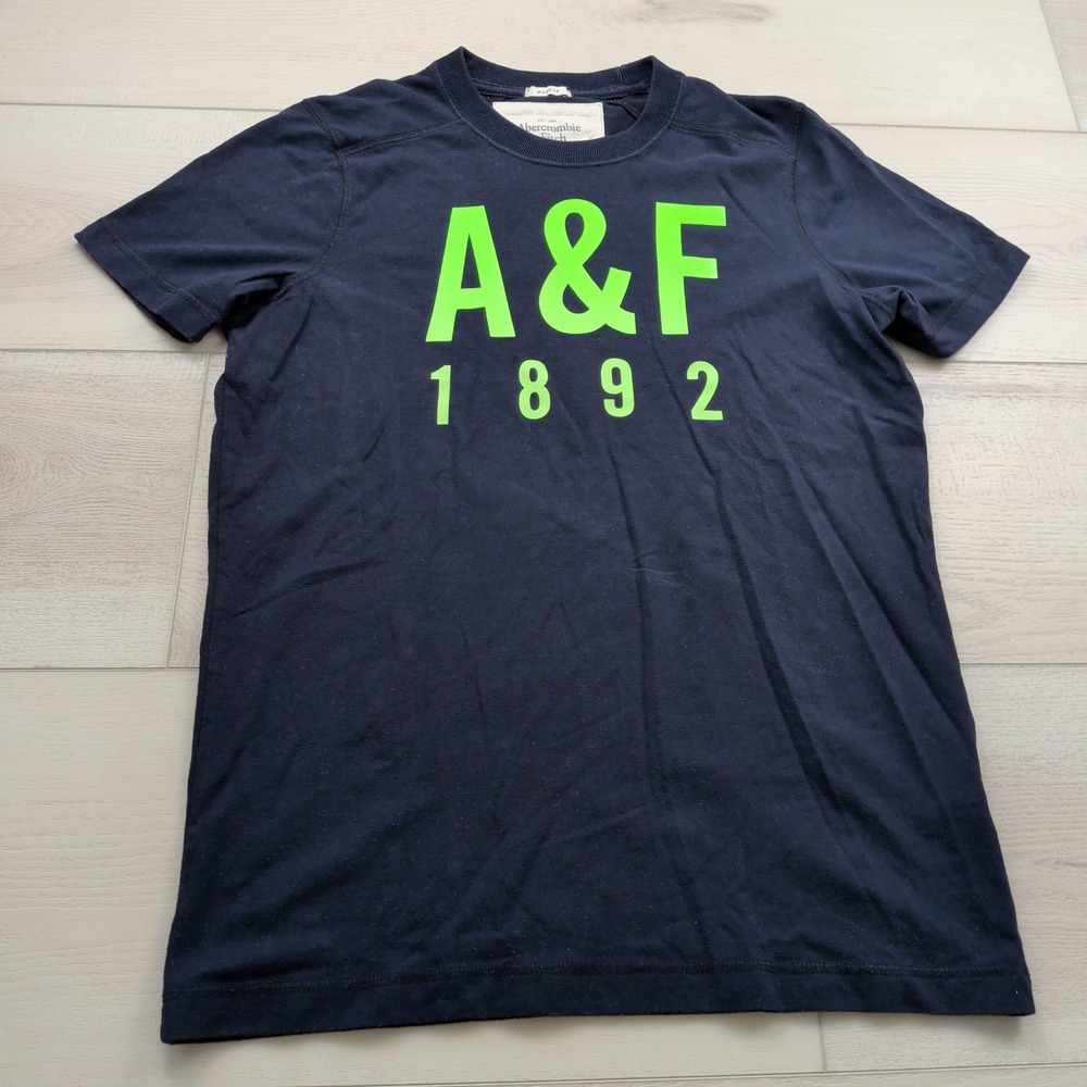 Vintage Y2K Abercrombie & Fitch Muscle T-Shirt Mens L Blue Neon Green Graphic